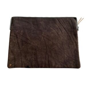 Rustico Leather Laptop Sleeve Case Brown Padded Wool Lining 13-14 inch Tech Bag